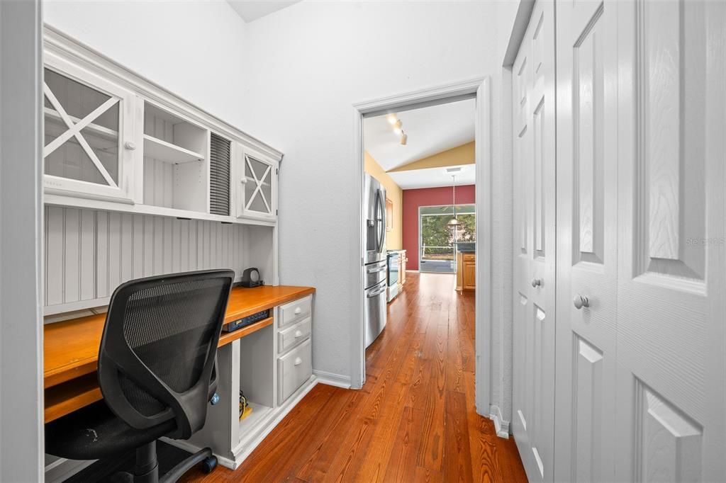 Hallway/study space to garage from kitchen