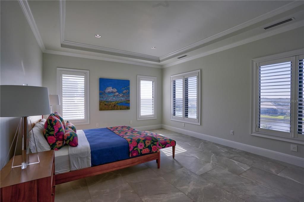 2nd primary bedroom with a beautiful view of Lake San Gabriel