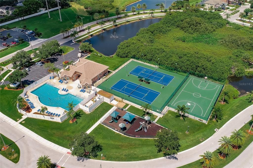 aerial view community amenities