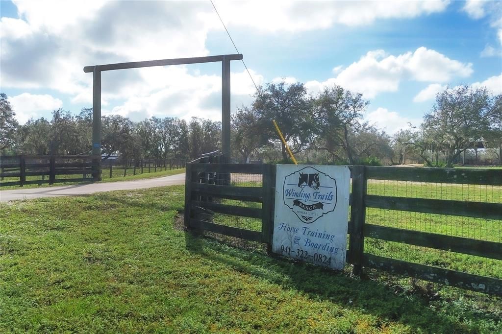 Entrance to the equestrian facilities located in the community.