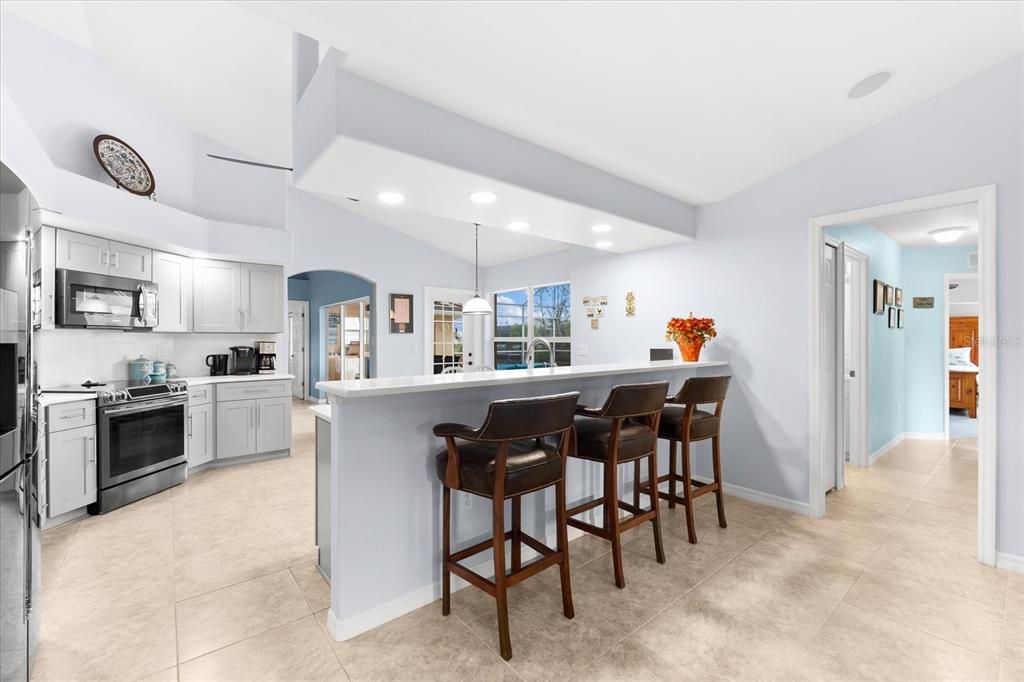 Spacious Kitchen Featuring Breakfast Bar