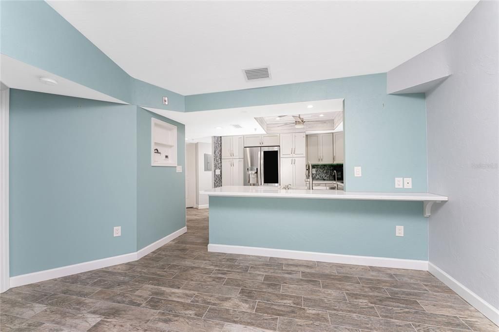 Dining area next to the kitchen breakfast bar!