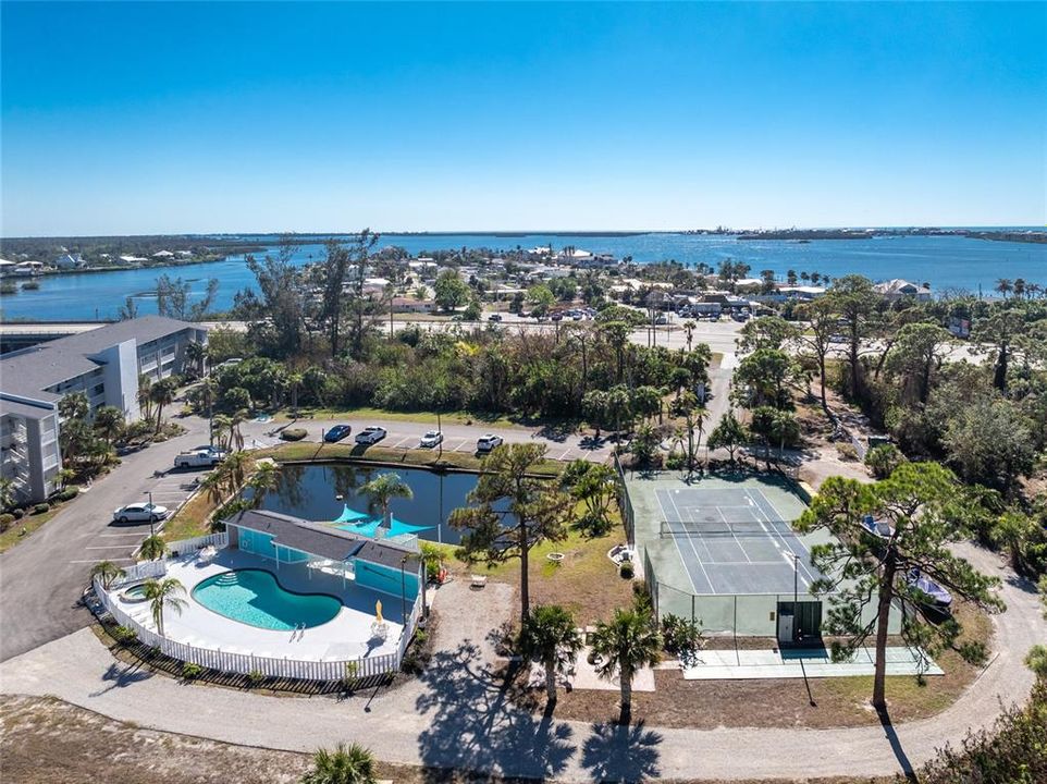 Aerial view of the community amenities