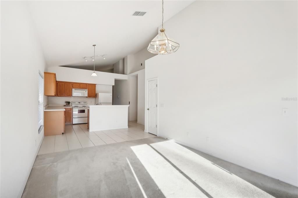 Kitchen opens to family room