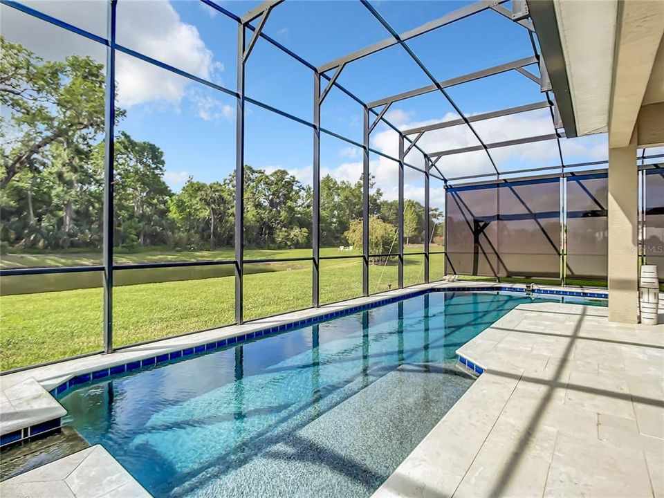 Heated pool and spa with screened pool enclosure