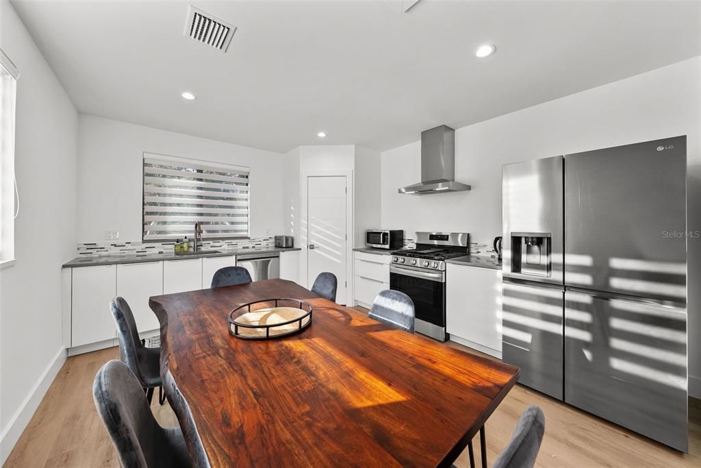 Kitchen with a walk in pantry.