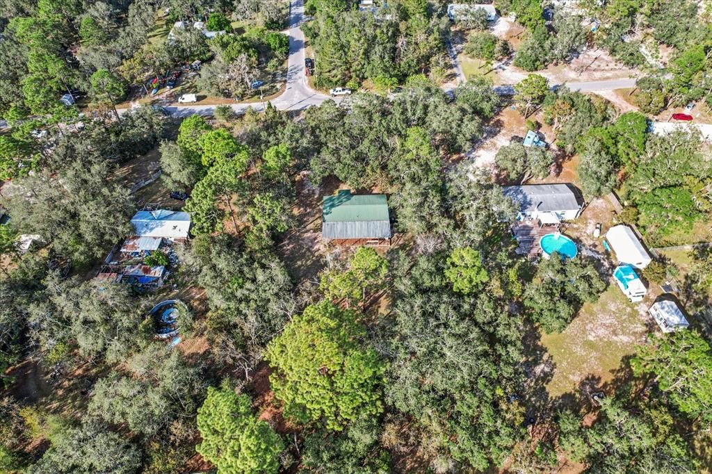 Aerial View of Home and Surrounding Properties