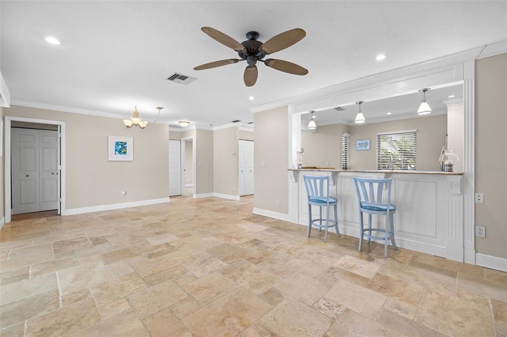 Spacious dining and living area