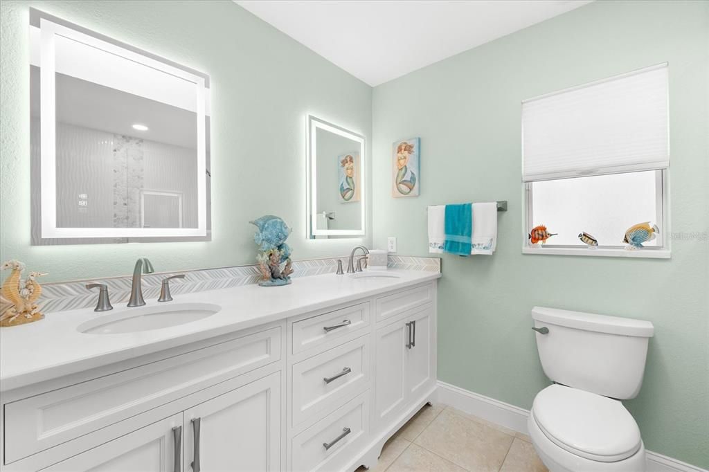 Guest bath vanity  - fully updated with backlit LED mirrors