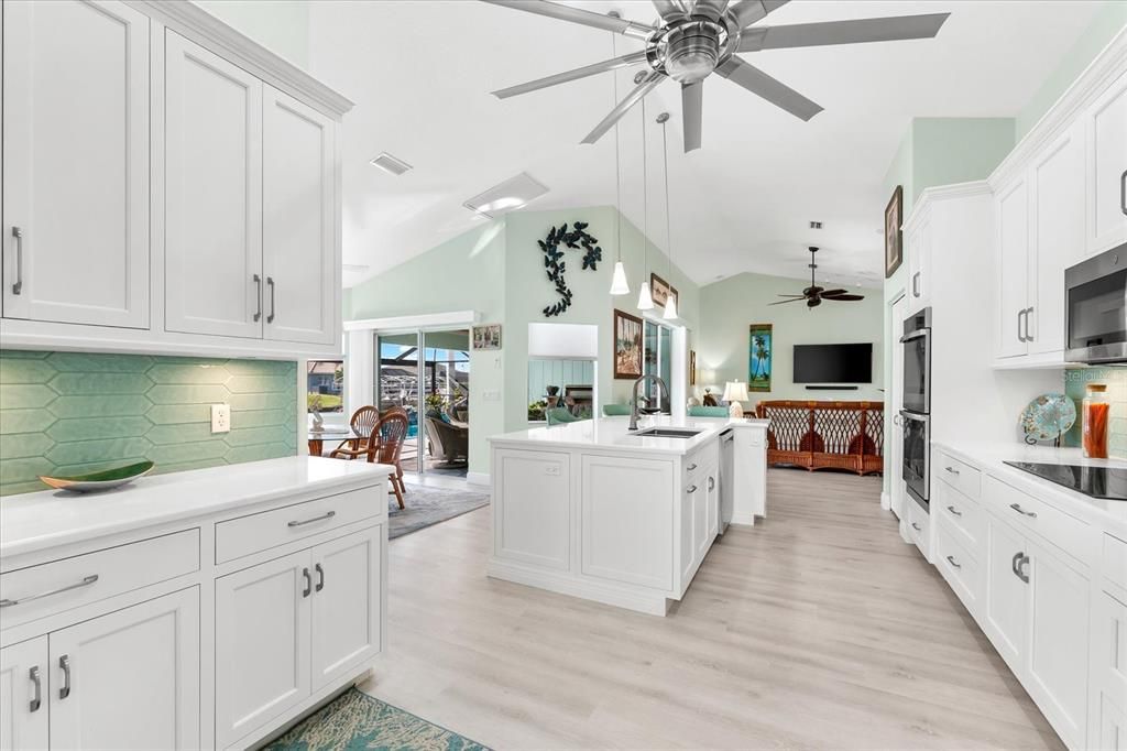 Large Open Kitchen with Endless Counter Space and Cabinets