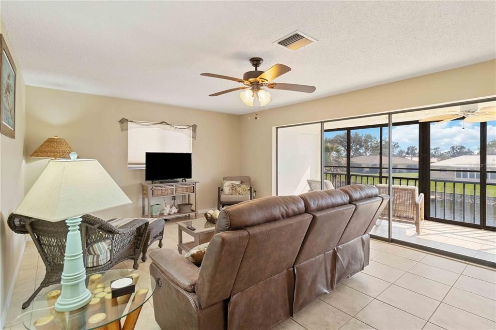 Family room with sliders to patio