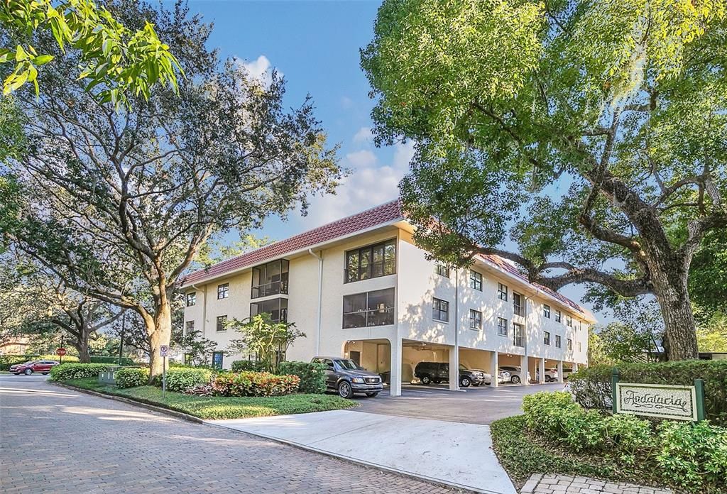 Rear view of complex -  unit has one assigned carport space plus a storage closet