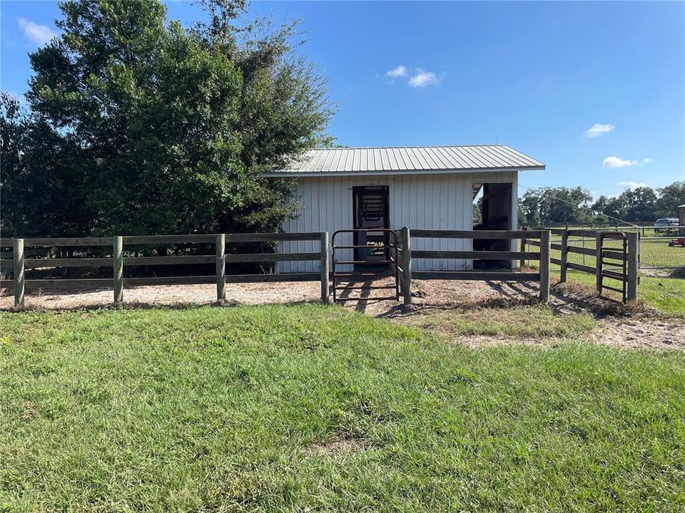 Back of barn with run in paddocks