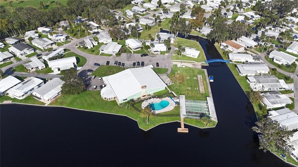 Aerial of Club House and lake