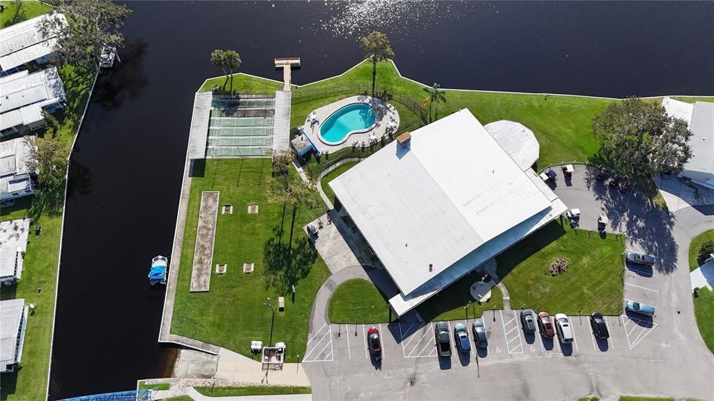 Aerial of Club House and lake