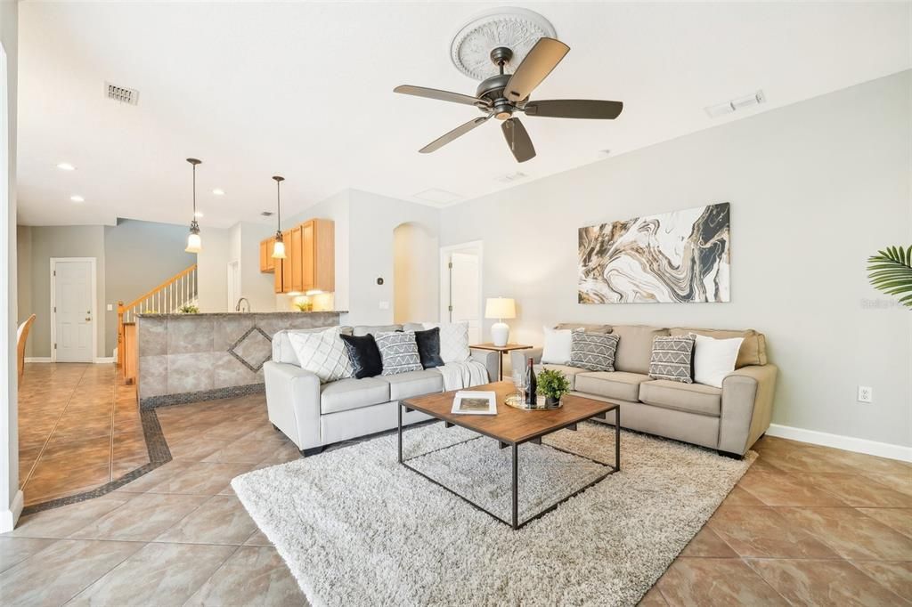 Family room that is open to the kitchen