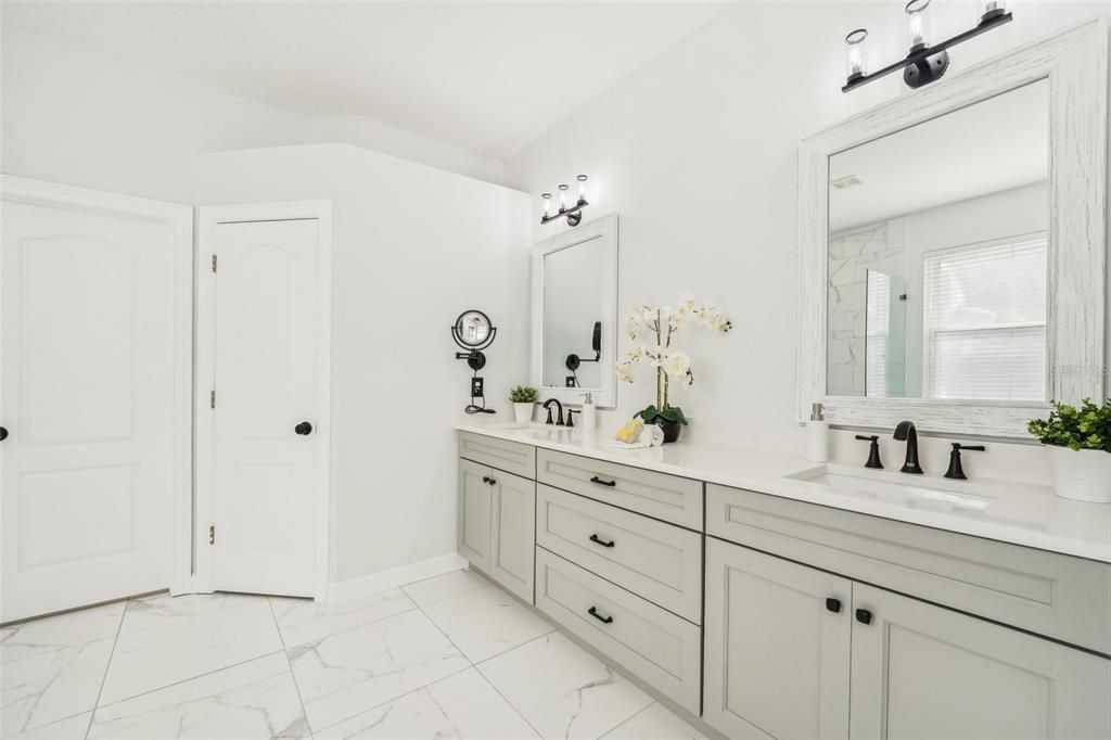 Primary bath with dual vanities