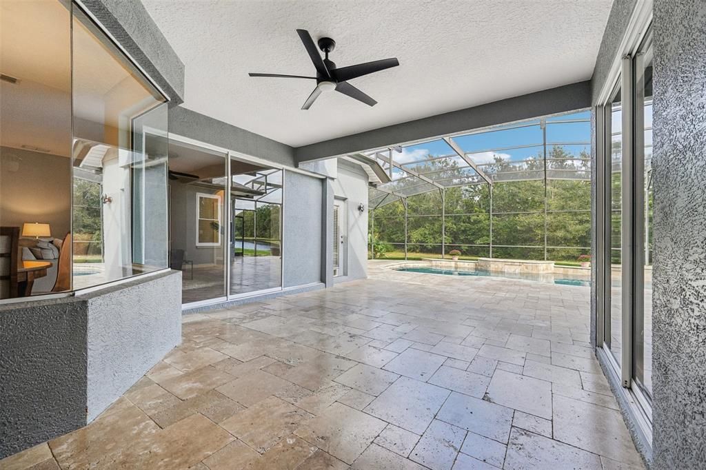 Picture window, travertine deck & conservation views!