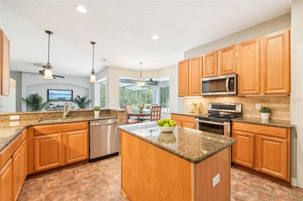 Spacious kitchen with abundant counter & cabinet space.