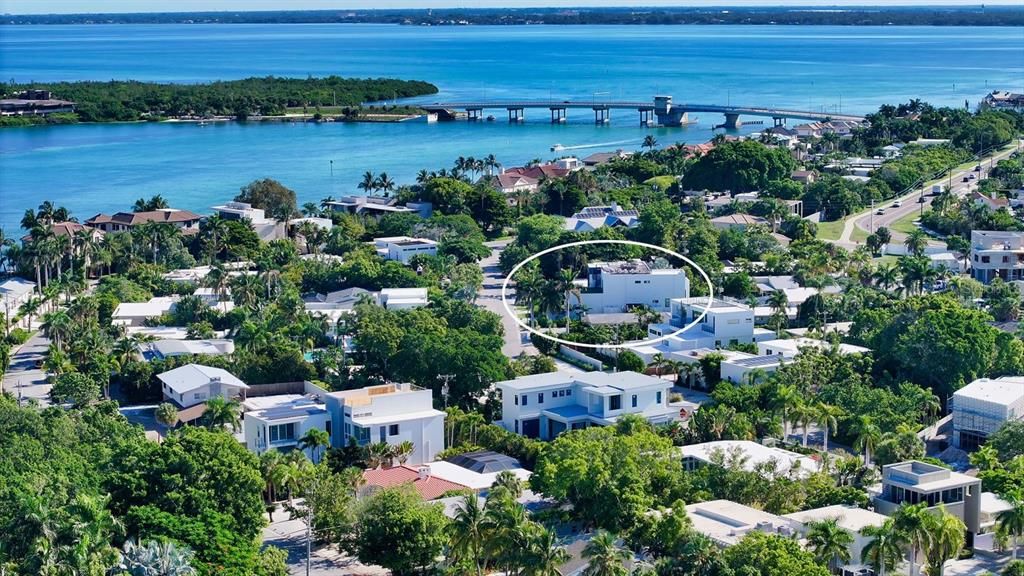 Aerial View with Longboat Key bridge and Longboat Pass