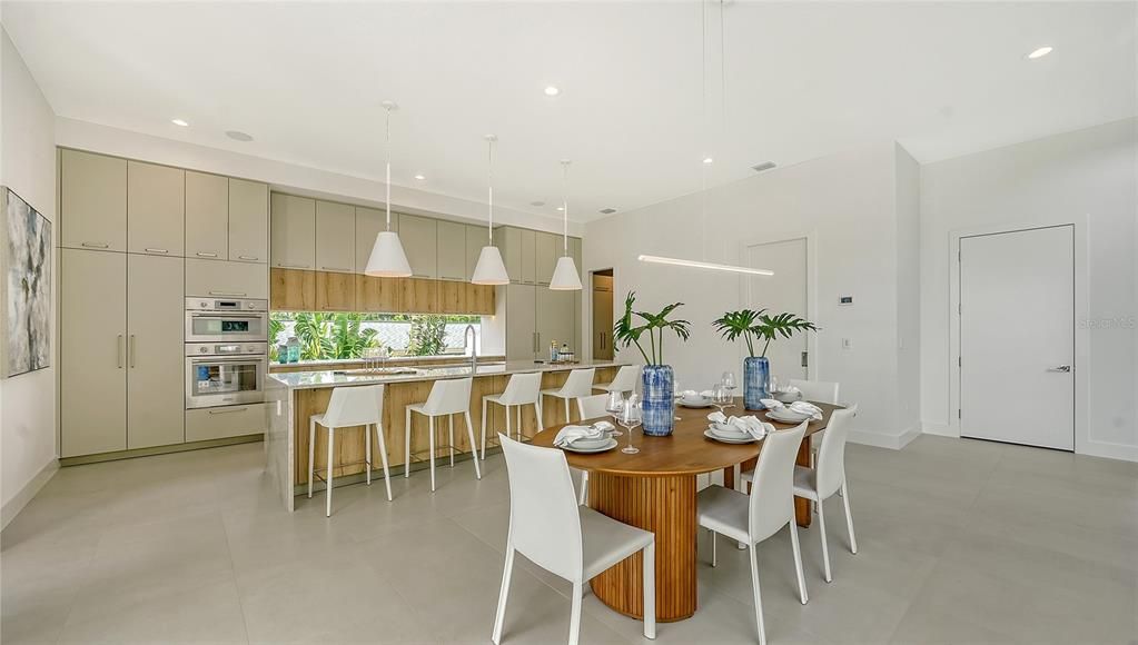 Dining area and kitchen island