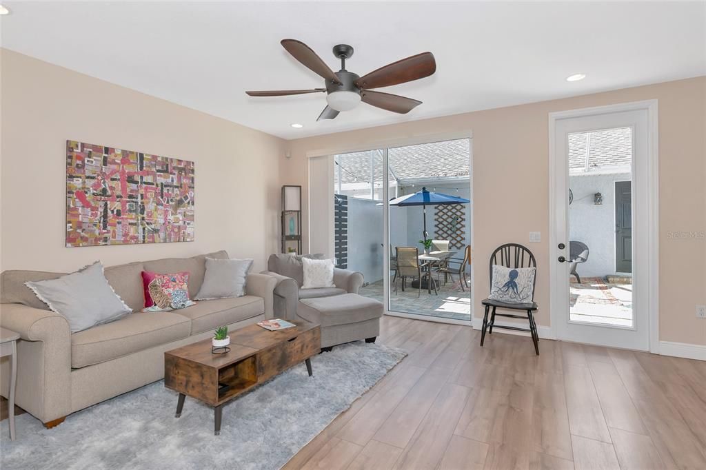 Great room to private screened patio area