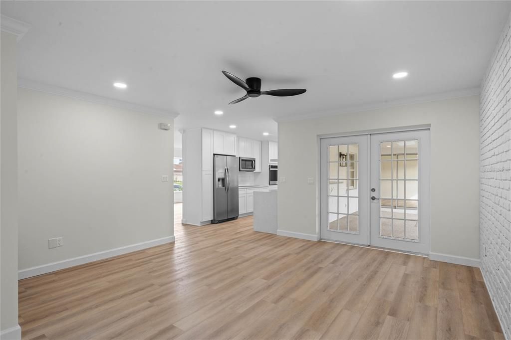 Dining area with view into the kitchen