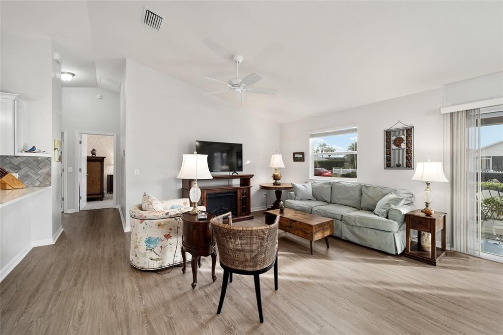 Living Room with Vaulted Ceiling