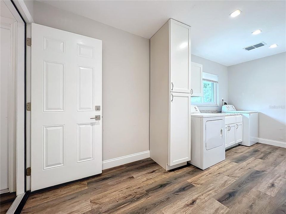 Indoor laundry storage room.