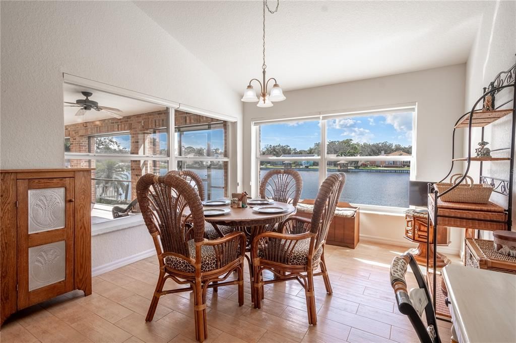 The spacious dinette with waterview  feels like your having morning coffee on a houseboat.