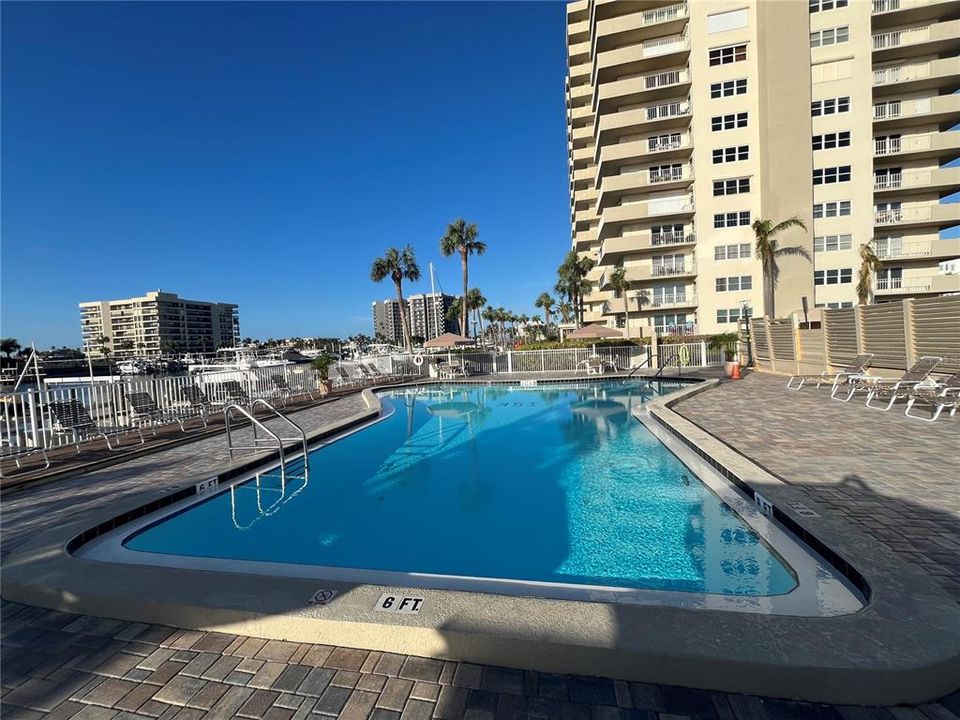 Heated pool with lounge area