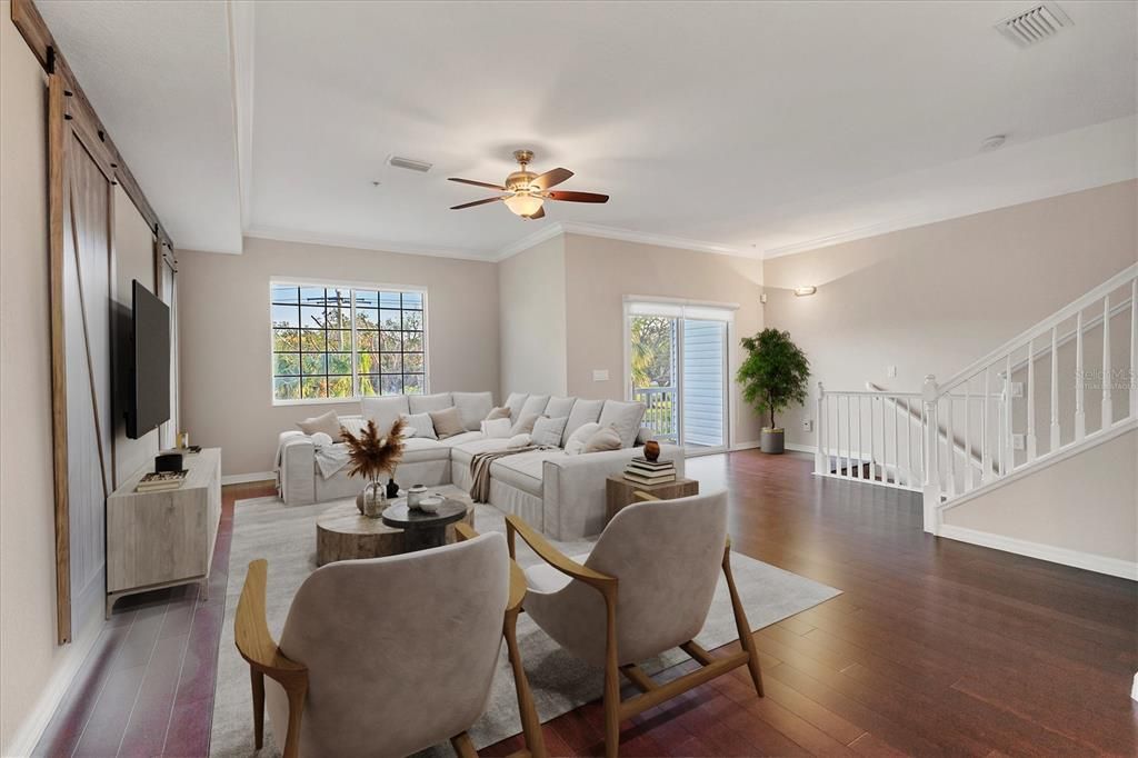 Virtually staged living room - second floor