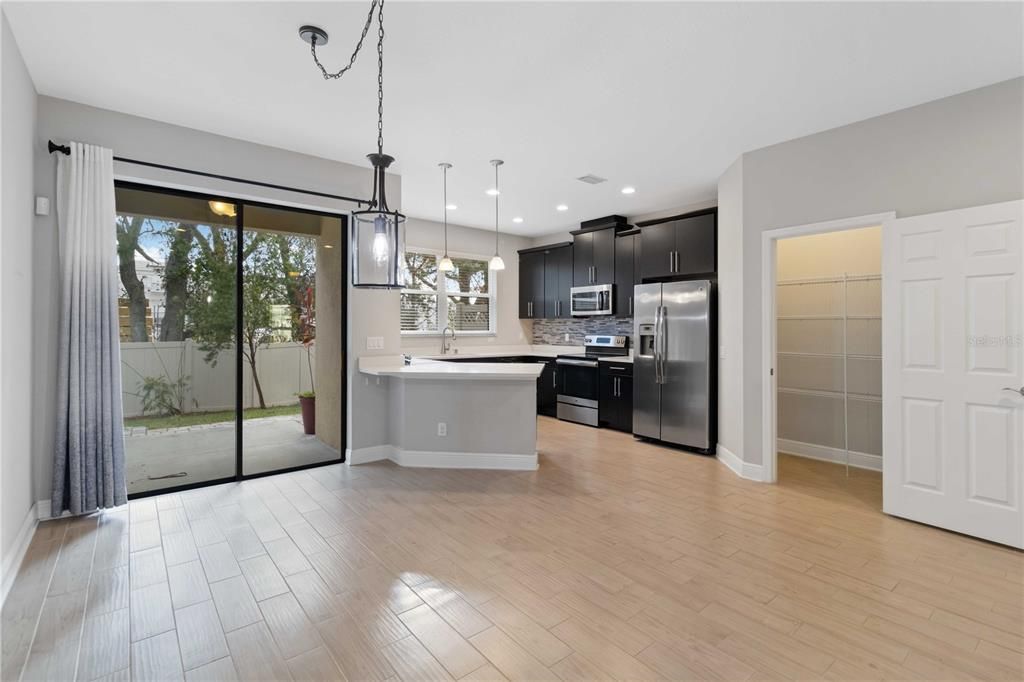 Dining room and kitchen