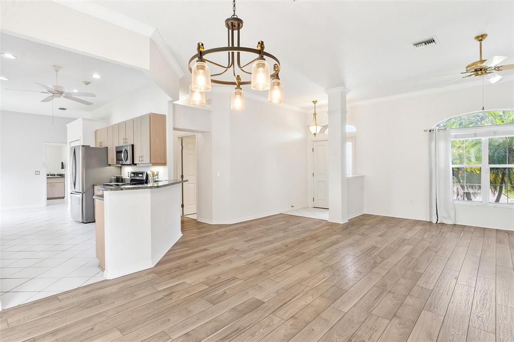 Dining Area overlooking Kitchen and Living Area