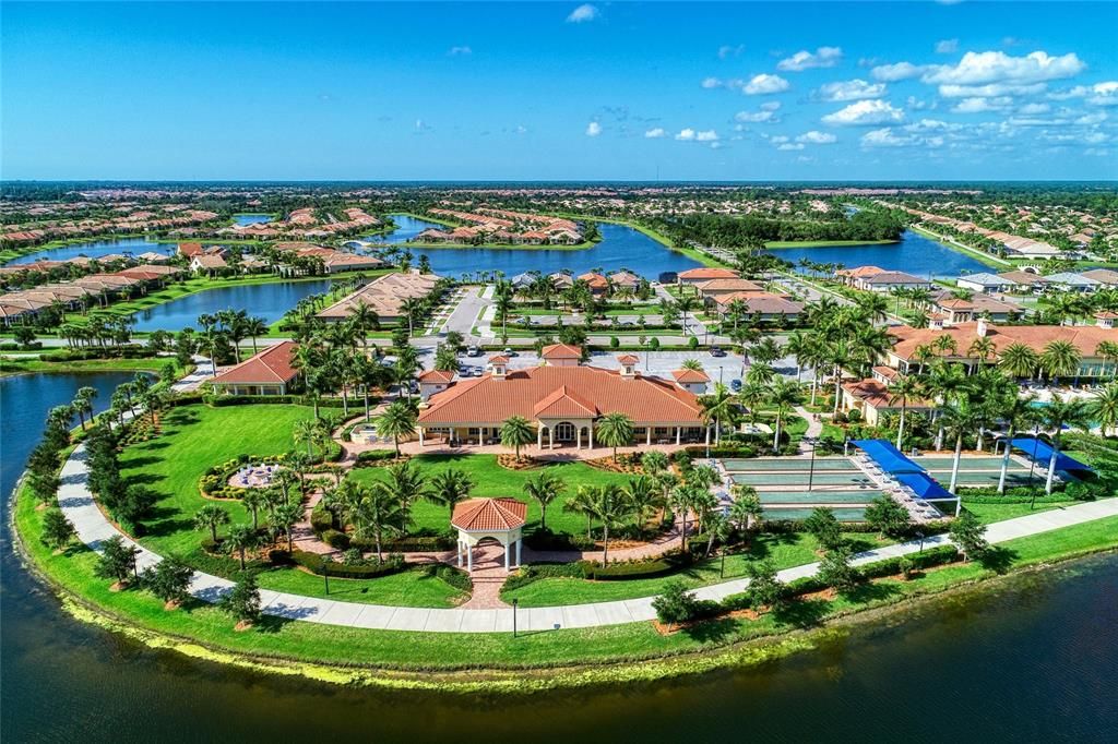 Aerial view of Club House & Pickable courts