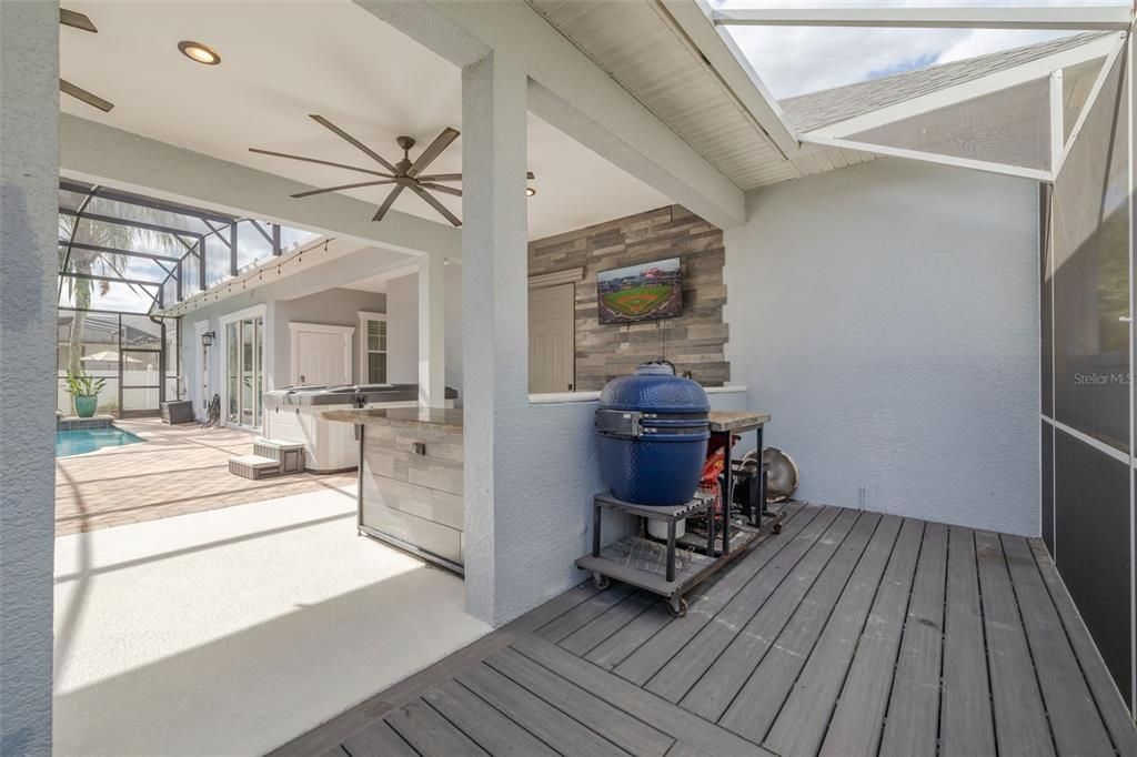 Additional patio space with smoker