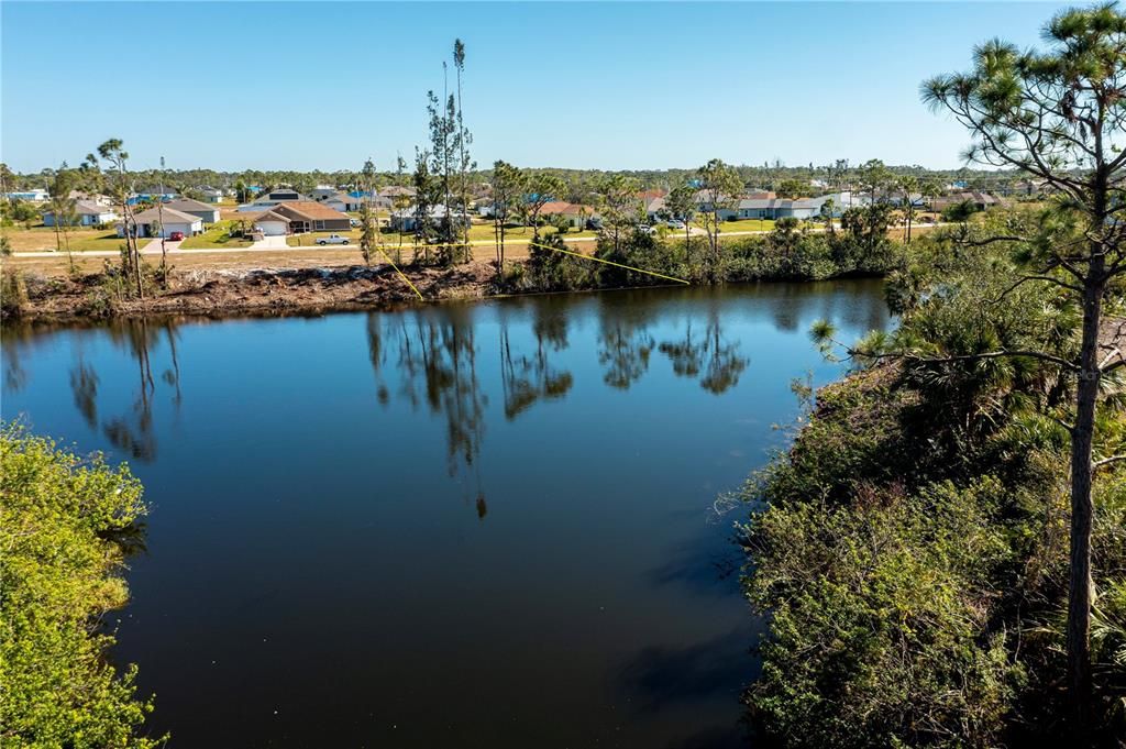 Outline of lot from down the intersecting canal