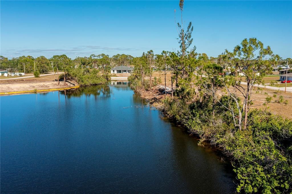 Wide Freshwater Canal Aerial View