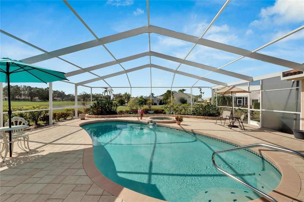 The perfect outdoor space.  Family room, Living room and bedroom one all have sliding doors leading to the cover area of the lanai.