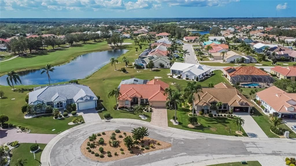 The home really has tremendous amount of privacy.  Beautiful pond views with a golf course behind. Course plays to the right.