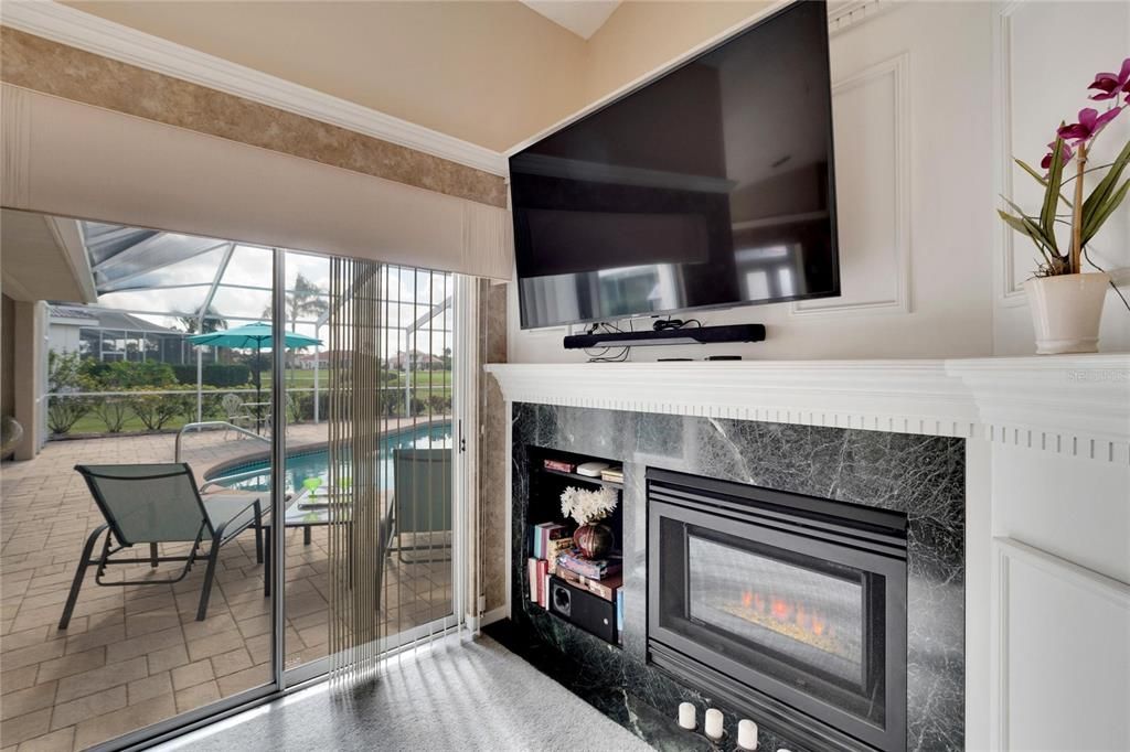 TV and display style fireplace stay with the home.  Move in ready.