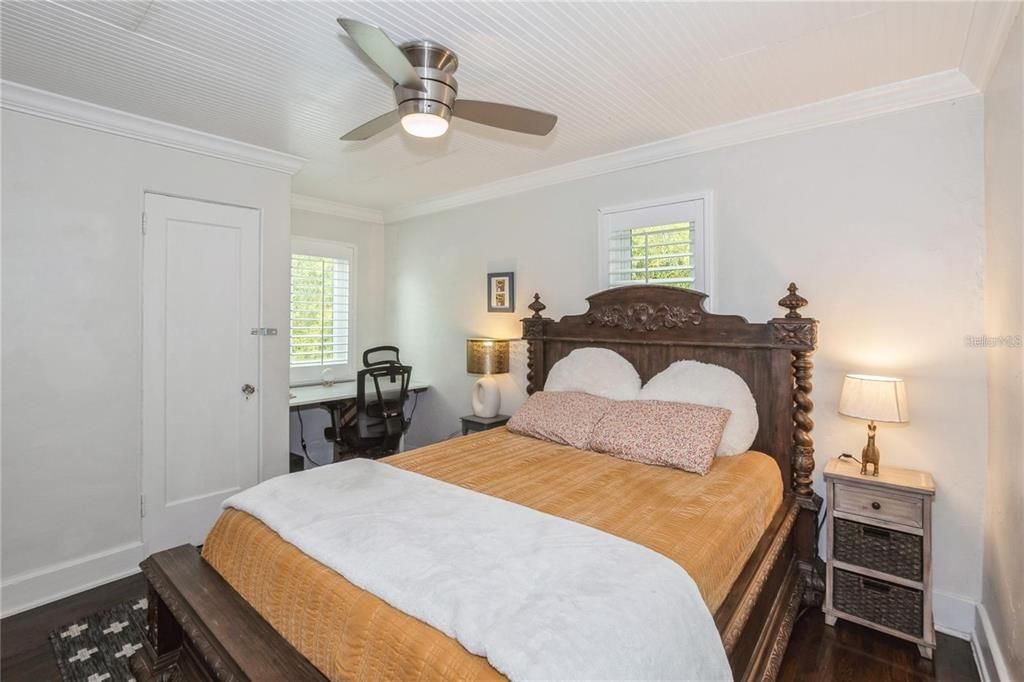 The Second Floor features a newly relocated Washer & Dryer Closet, 2 generous-sized Bedrooms with one having its own Small Balcony space with a newly upgraded Full Bath. Step Outside to ample side yard spaces, lucious bamboo surrounding the property for privacy  & a butterfly garden.