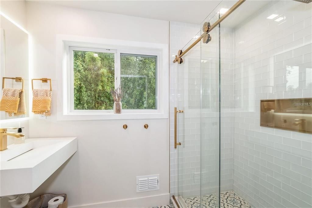 The Second Floor features a newly relocated Washer & Dryer Closet, 2 generous-sized Bedrooms with one having its own Small Balcony space with a newly upgraded Full Bath. Step Outside to ample side yard spaces, lucious bamboo surrounding the property for privacy  & a butterfly garden.