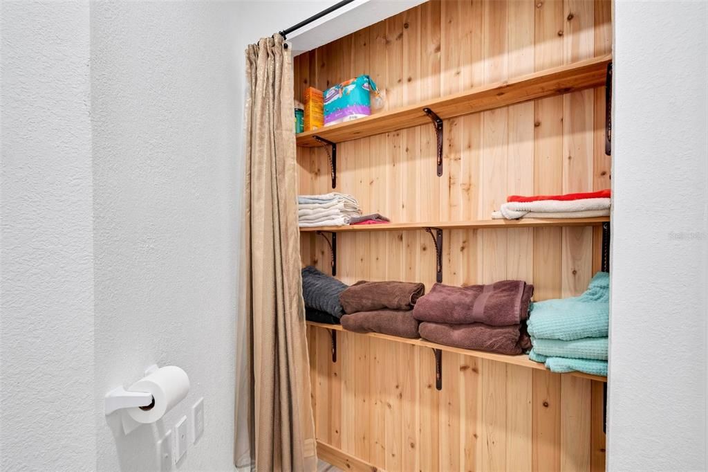 master bath cedar shelving