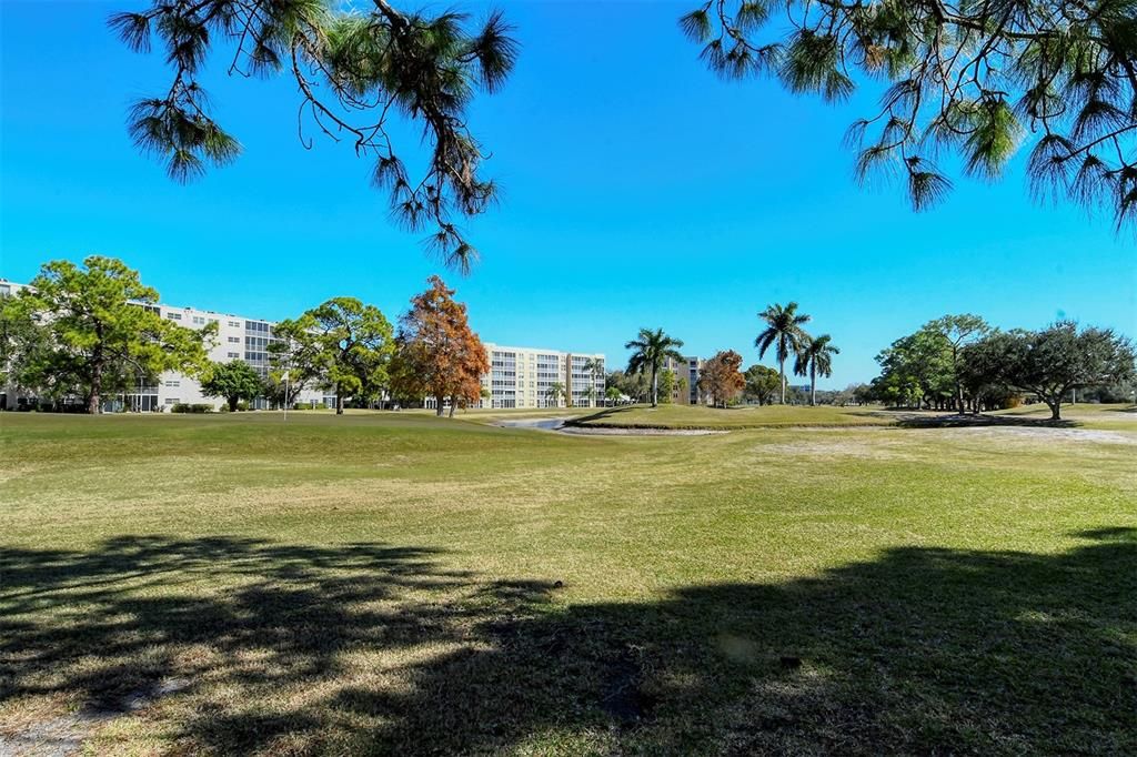 View between buildings on the Golf Course