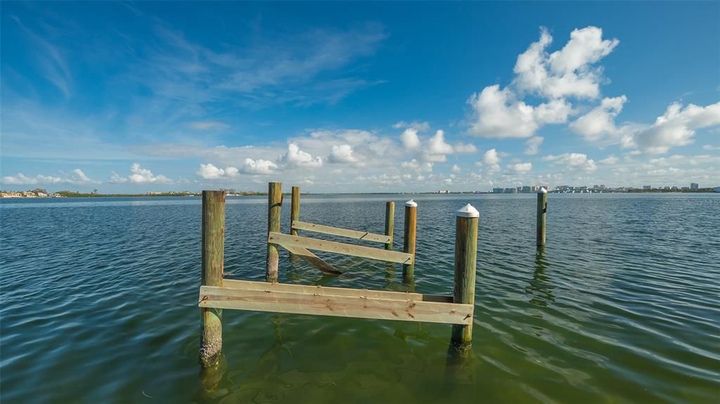 The dock pilings with the deck destroyed.