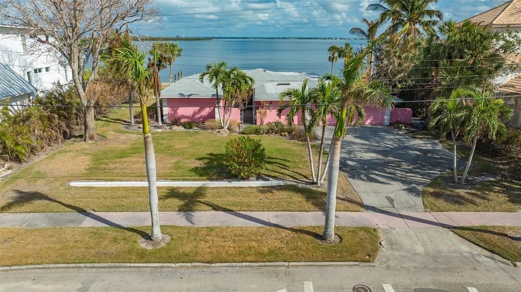 Aerial of the front of the home.