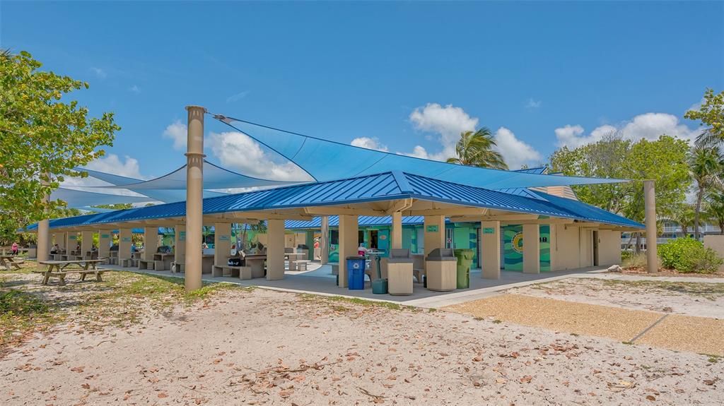 The Lido Beach public outside seating area.