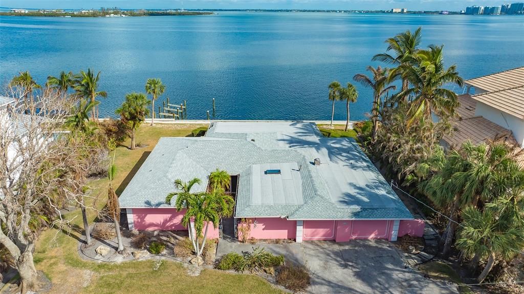 Aerial of the front of the home.