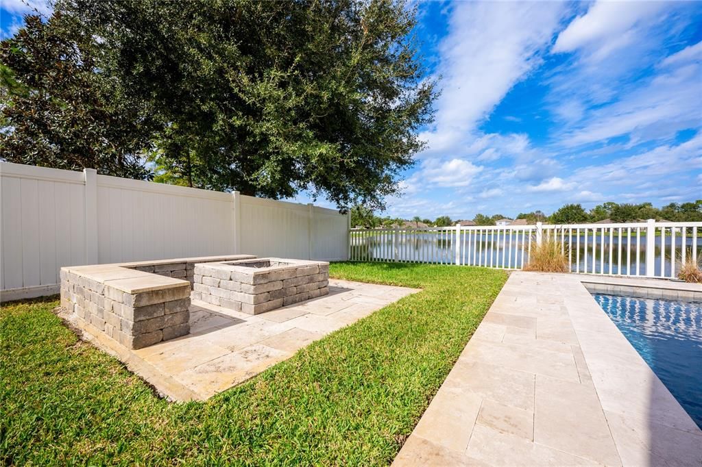 After a day splashing in the pool and soaking up Vitamin D gather around the BUILT-IN FIRE PIT and watch the sunset while roasting marshmallows!